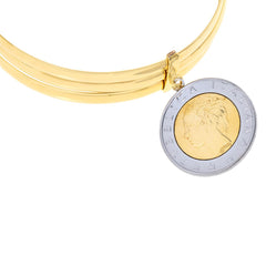 Bellezza Bronze 500 Lira Coin  3Layer Bangle Bracelet, 8-1/4"