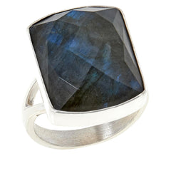 Jay King Multicolor Faceted Labradorite Sterling Silver Cocktail Ring Size 6
