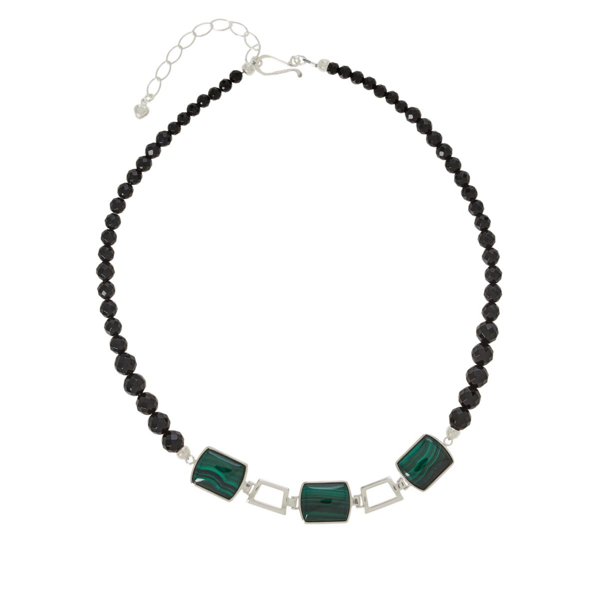 Jay King Sterling Silver Malachite & Chalcedony Reversible Necklace. 18"