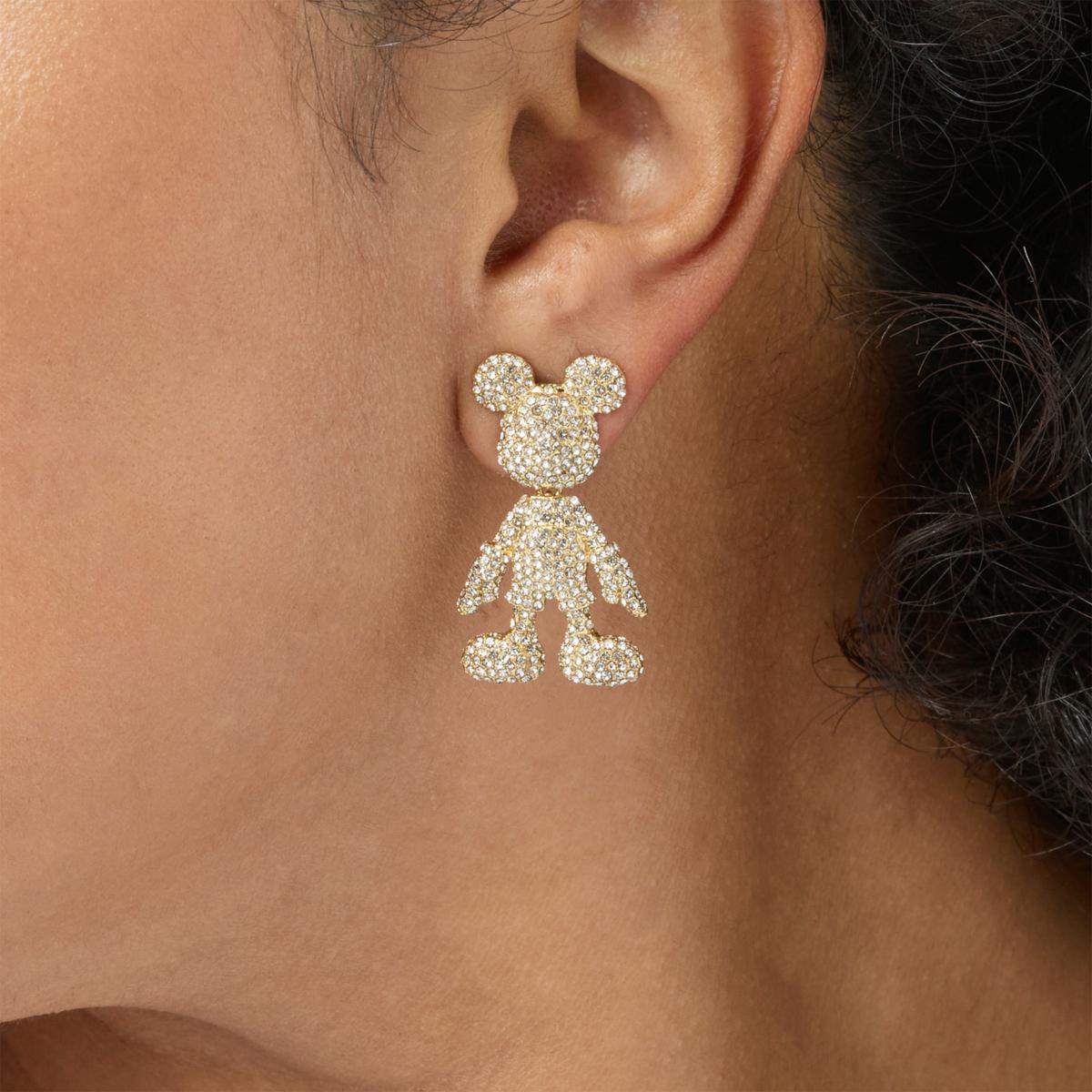 Baublebar Goldtone Pave Clear Crystal Mickey Drop Earrings, 1-1/4"