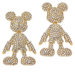 Baublebar Goldtone Pave Clear Crystal Mickey Drop Earrings, 1-1/4"