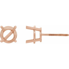 14K Rose 2.5 mm Round 4-Prong Stud Earring Mounting