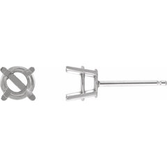Sterling Silver 6.5 mm Round 4-Prong Earring Mounting