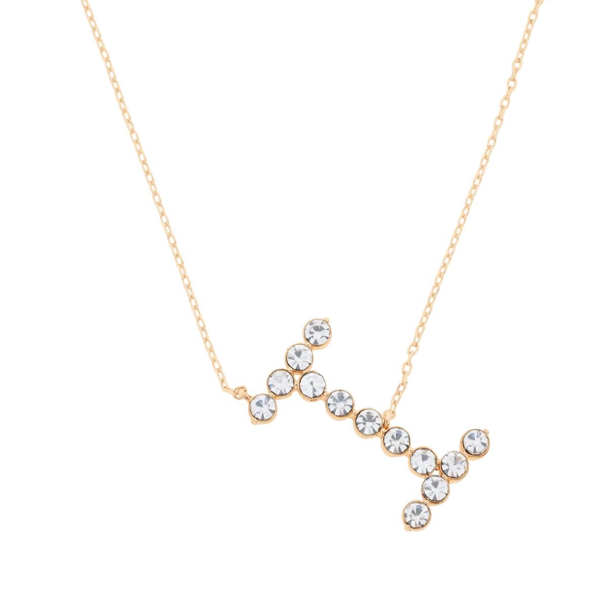 BAUBLEBAR Goldtone Clear Crystal Asymmetrical Initial "I" Necklace, 16"