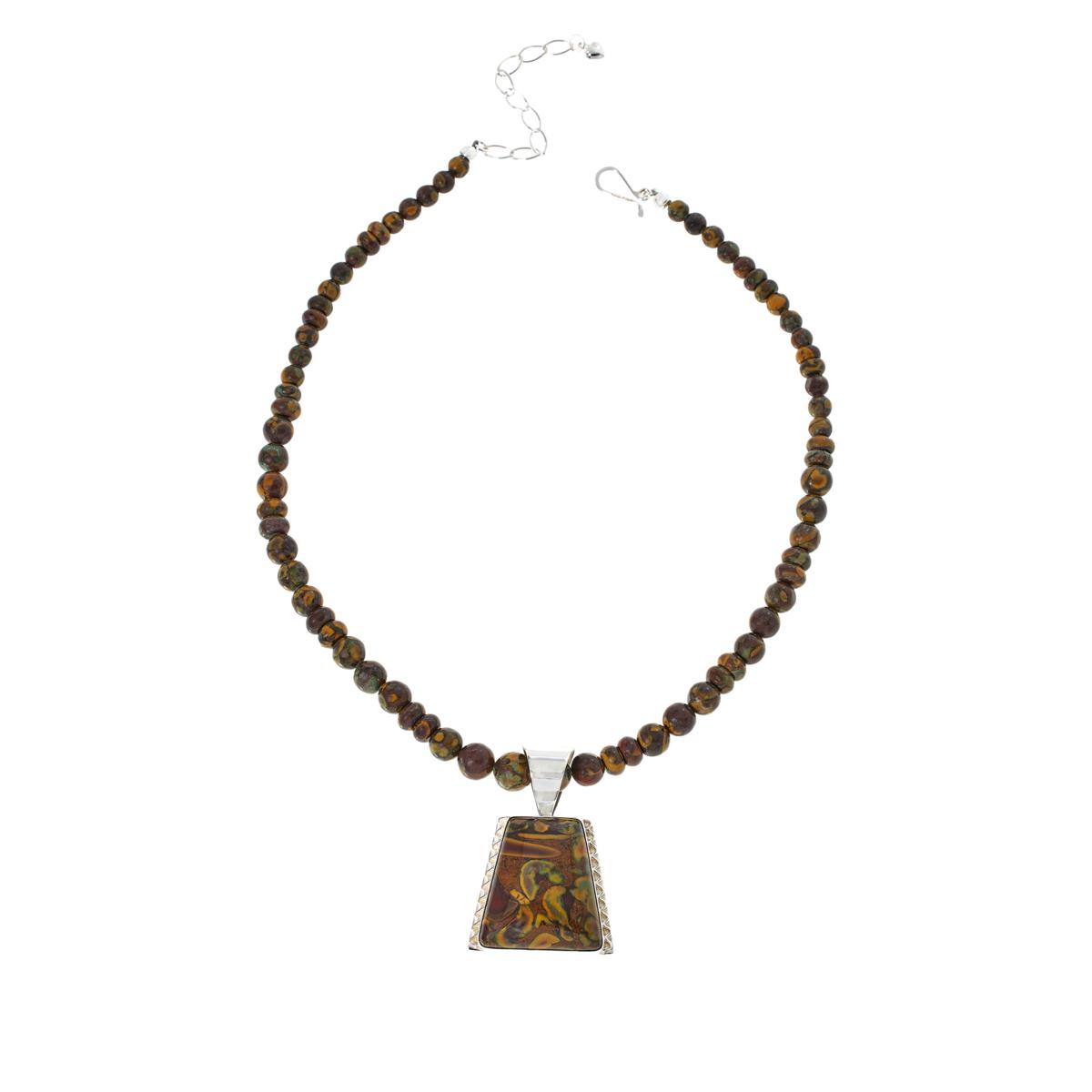 Jay King Sterling Silver Congolese Flower Pendant W/ Beaded Necklace, 18"