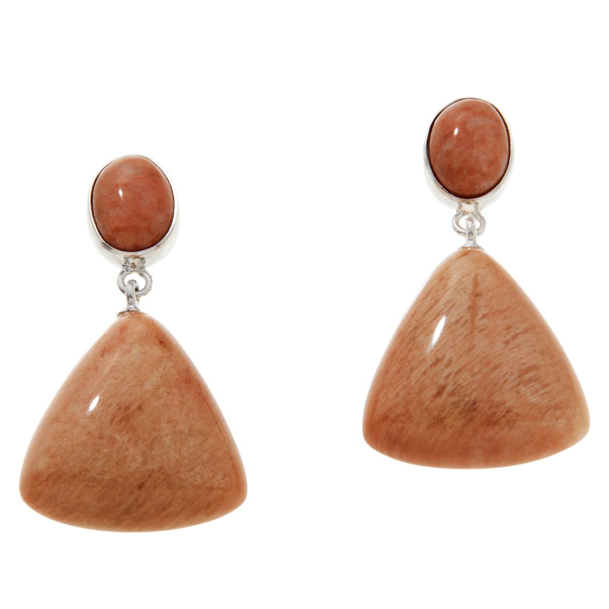 Jay King Sterling Silver Madagascar Peach Stone Earrings