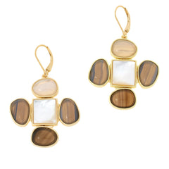 Connie Craig Carroll Goldtone Agate Cross earrings,
