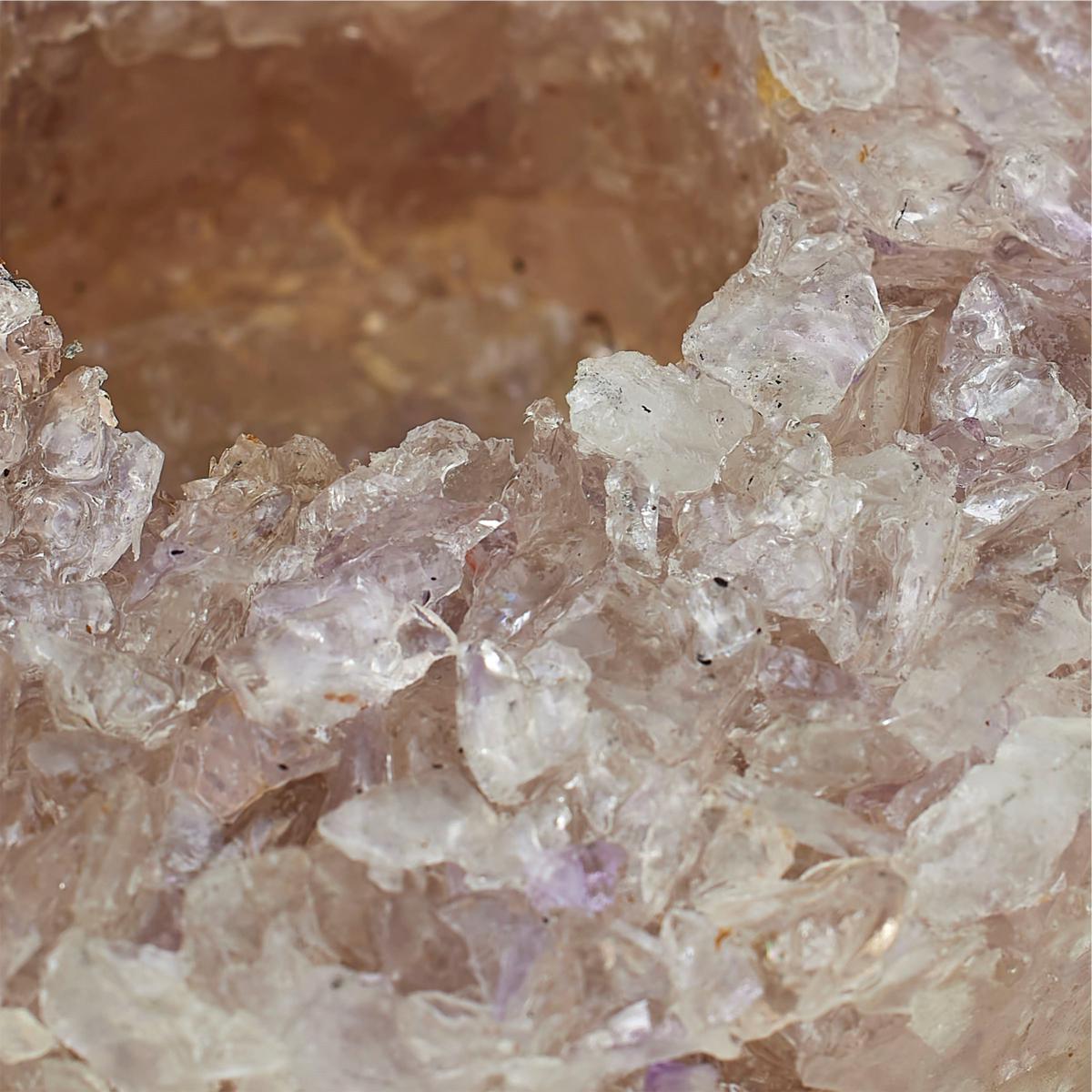 KALIFANO Crushed Quartz Chip Tea Light Candle Holder