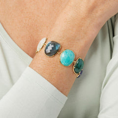 Rarities Sterling Silver Goldclad Multi-Gem Station Bracelet, 6-3/4"