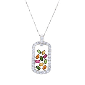 Colleen Lopez Sterling Silver Exotic Tourmaline Dog Tag Necklace, 18"
