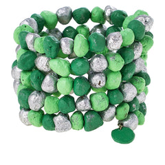 HSN Floreia  Seed Coil Green Bead Bracelet