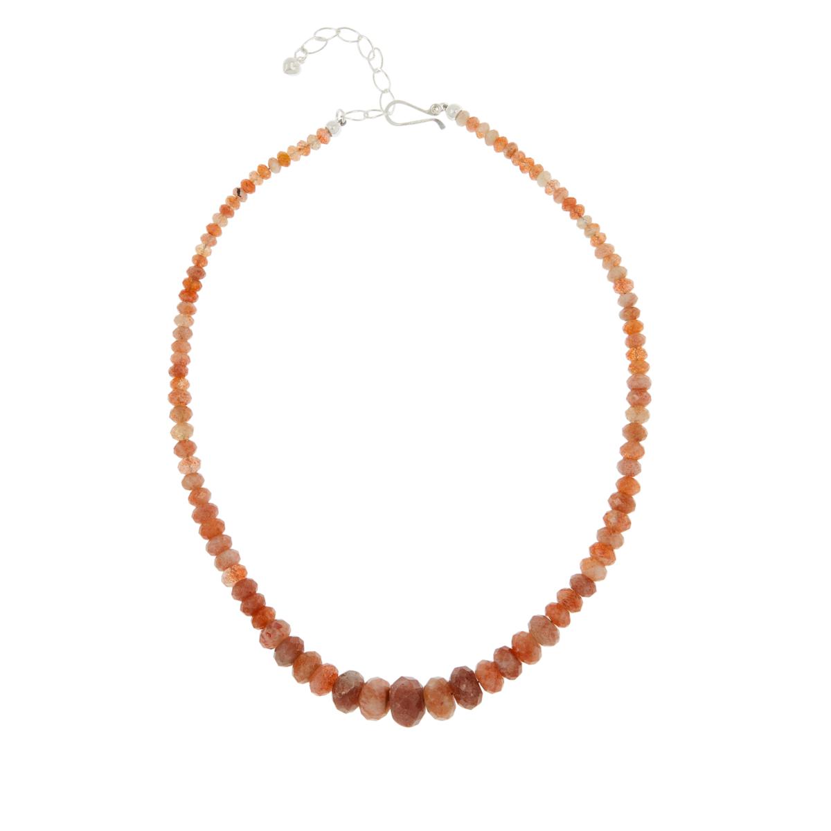 Jay King Sterling Silver Red Sunstone Beaded Graduated Necklace, 18"