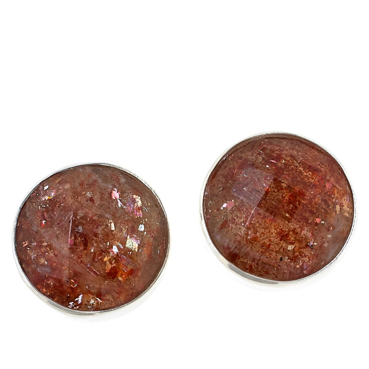 Jay King Sterling Silver Red Sunstone Stud Earrings