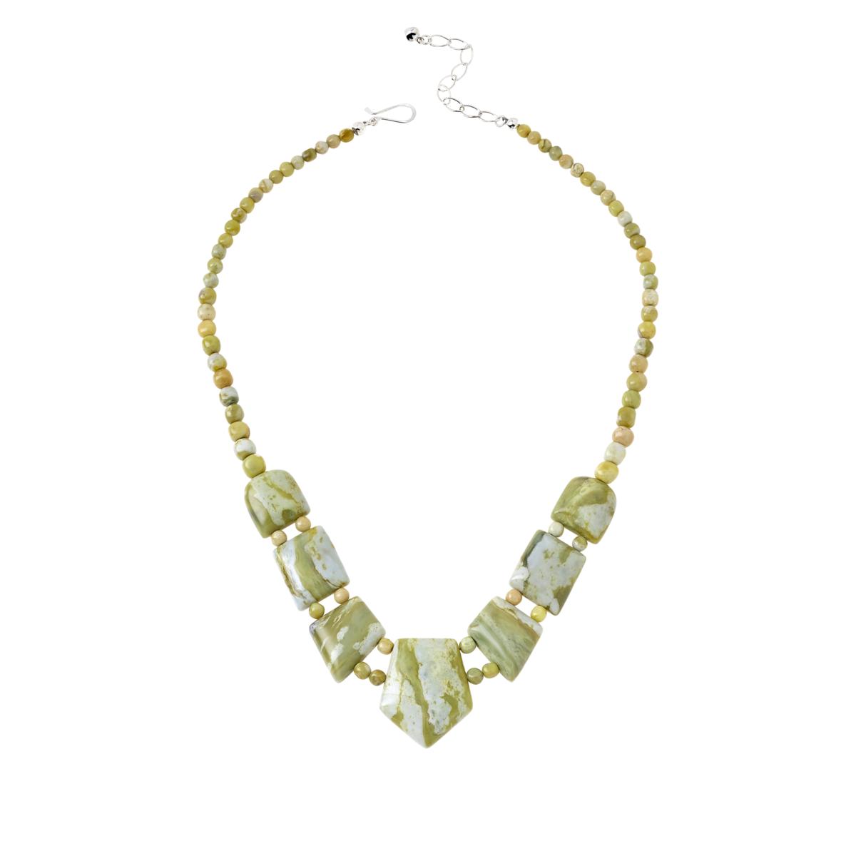 Jay King Sterling Silver South African Olive Calcite Necklace, 18"