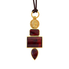 Amber Extraordinaire Sterling Silver Goldclad Cognac Pendant with Satin Cord Necklace,