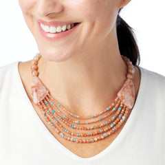 Jay King Sterling Silver Sunstone & Turquoise Bead Necklace, 18"