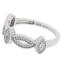 Diamonique Sterling Silver Alternating CZ Halo Ring, Size 7