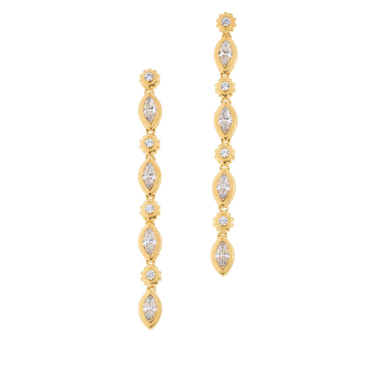 Doris Panos Sterling Silver Goldclad Daphne CZ Linear Earrings