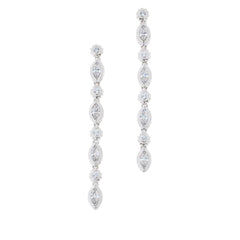 Doris Panos Sterling Silver Daphne Cubic Zirconia Linear Earrings, 2-1/4"