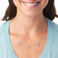 Doris Panos Sterling Silver Vanity Floral Cubic Zirconia Station Necklace, 18"