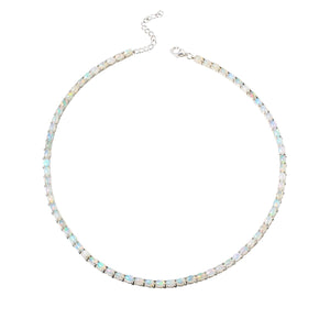 Colleen Lopez Sterling Silver Opal Tennis Necklace, 18" + 2"