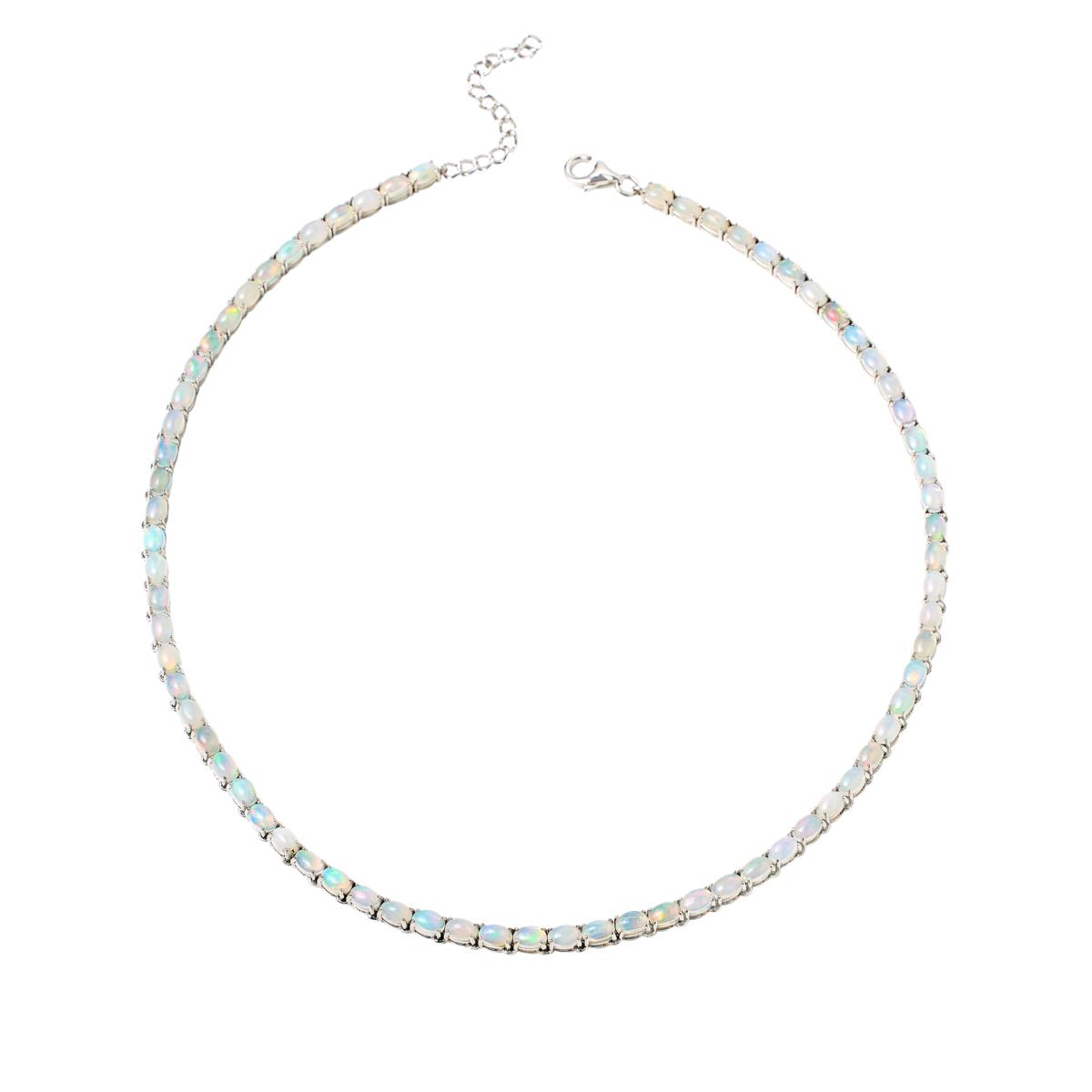 Colleen Lopez Sterling Silver Opal Tennis Necklace, 18" + 2"