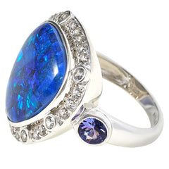 Colleen Lopez Sterling Silver Opal Triplet, Tanzanite & White Zircon Ring, Size 6
