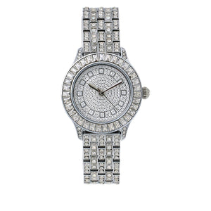 Absolute Silvertone Women's Baguette Bracelet Watch,