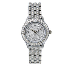 Absolute Silvertone Women's Baguette Bracelet Watch,
