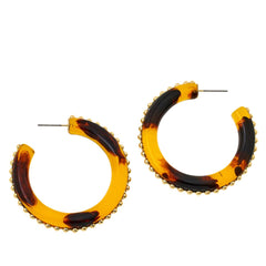 R.J. Graziano Splendid Style Studded Leopard Resin Hoop Earrings