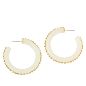 R.J. Graziano Splendid Style Studded White Resin Hoop Earrings