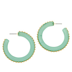 R.J. Graziano Splendid Style Studded Green Resin Hoop Earrings