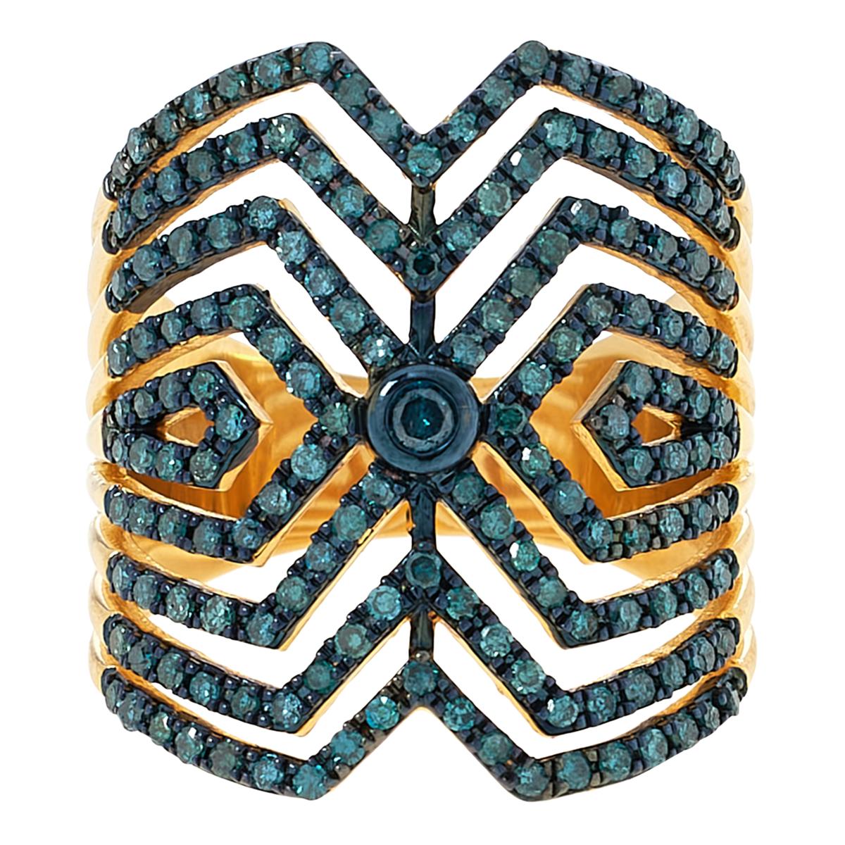 Rarities Sterling Silver 1ctw Blue Diamond Art Deco Ring, Size 9