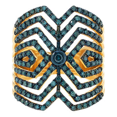 Rarities Sterling Silver 1ctw Blue Diamond Art Deco Ring, Size 9