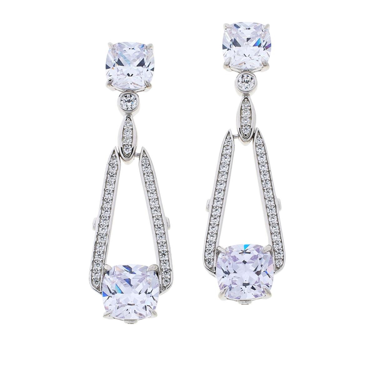 Absolute Sterling Silver Cushion Cut Drop Earrings