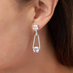 Absolute Sterling Silver Cushion Cut Drop Earrings