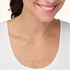 Absolute 10K Yellow Gold Cluster Round & Pear Pendant with Chain, 18"