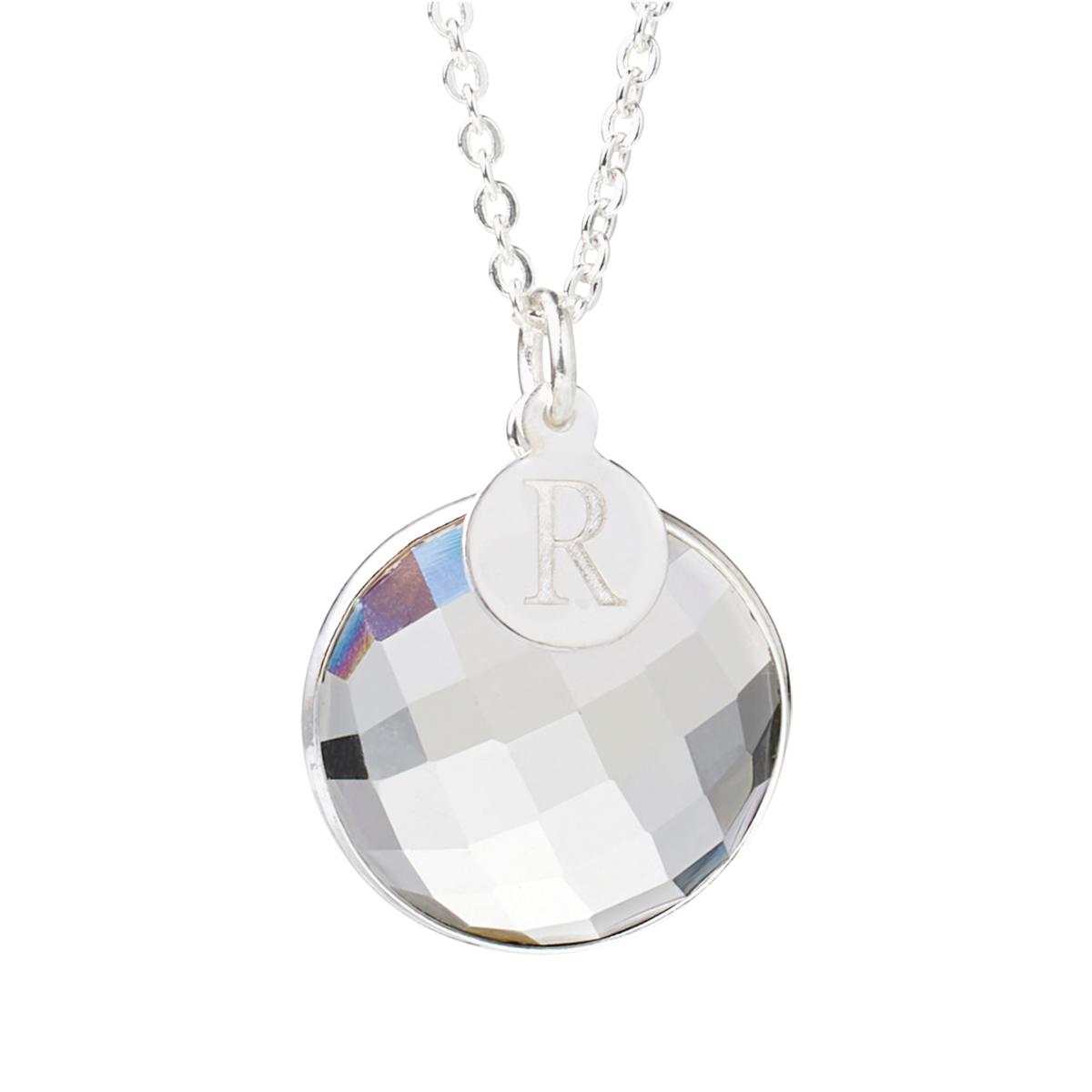 Herkimer Mines "Diamond" Quartz Initial "R" Drop Necklace, 18"