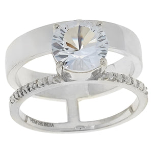 Herkimer Mines Sterling Silver Double Round-cut Solitaire Ring, Size 9