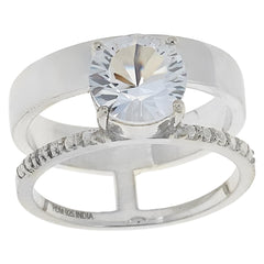 Herkimer Mines Sterling Silver Double Round-cut Solitaire Ring, Size 9