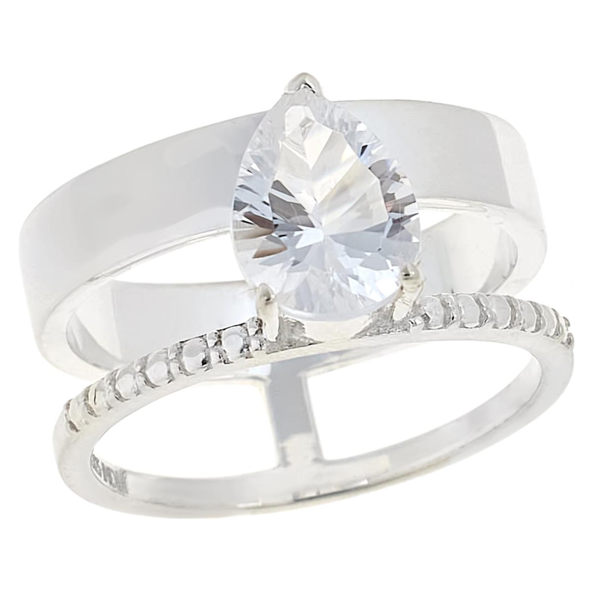 Herkimer Mines Sterling Silver Double Pear-cut Solitaire Ring, Size 9
