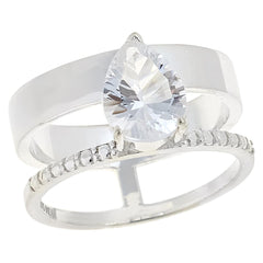 Herkimer Mines Sterling Silver Double Pear-cut Solitaire Ring, Size 9