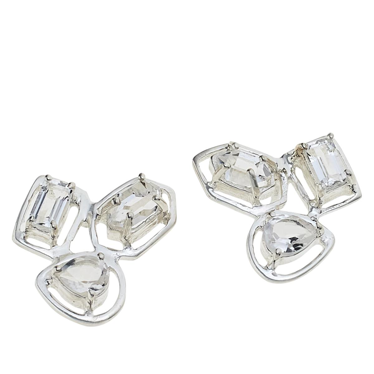 Herkimer Mines Sterling Silver "Diamond" Quartz Multi-Cut Stone Stud Earrings