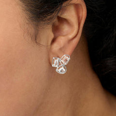 Herkimer Mines Sterling Silver "Diamond" Quartz Multi-Cut Stone Stud Earrings