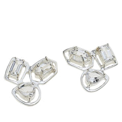 Herkimer Mines Sterling Silver "Diamond" Quartz Multi-Cut Stone Stud Earrings