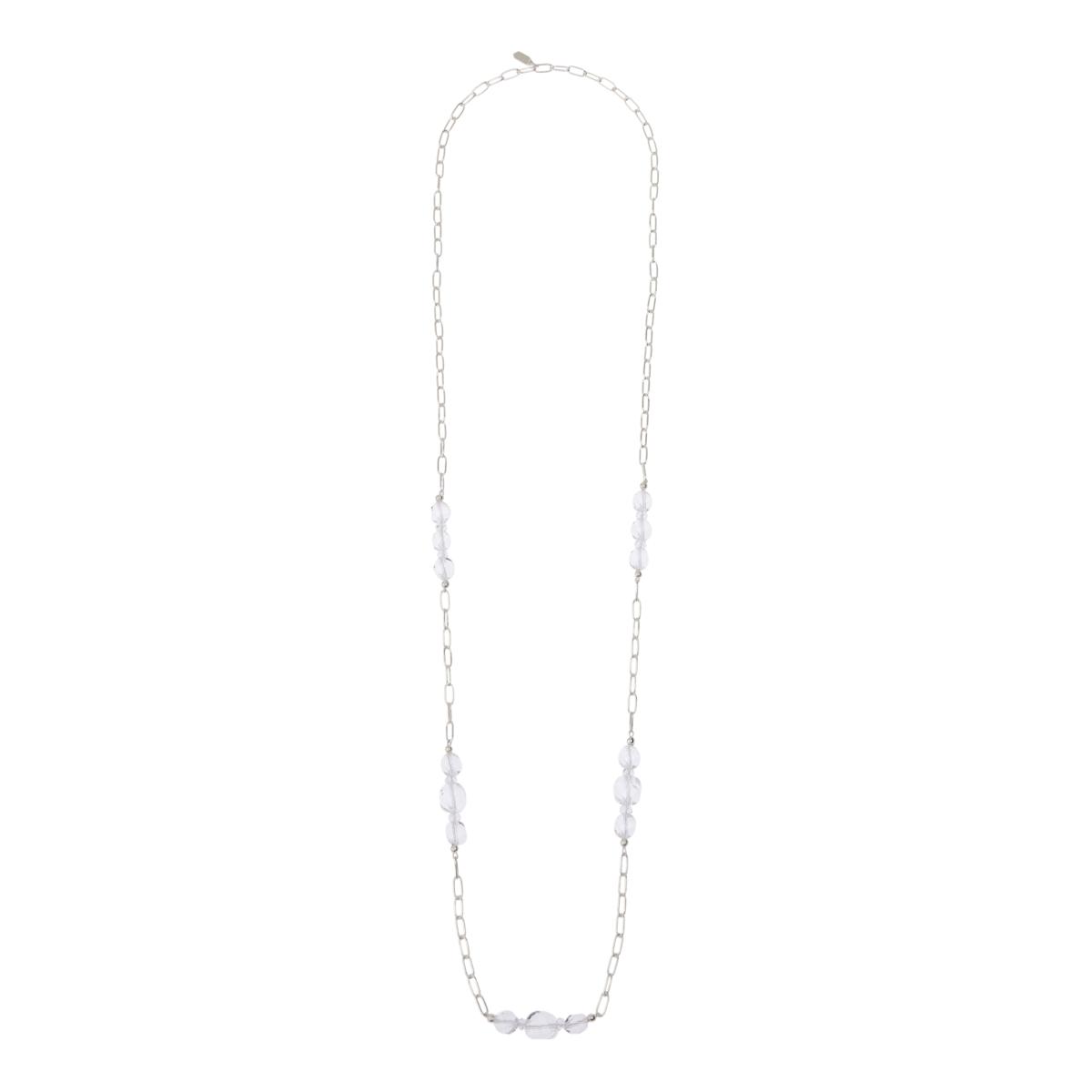 Herkimer Mines Sterling Silver "Diamond" Quartz  Spiral Station Necklace, 30"