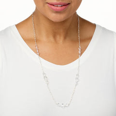 Herkimer Mines Sterling Silver "Diamond" Quartz  Spiral Station Necklace, 30"