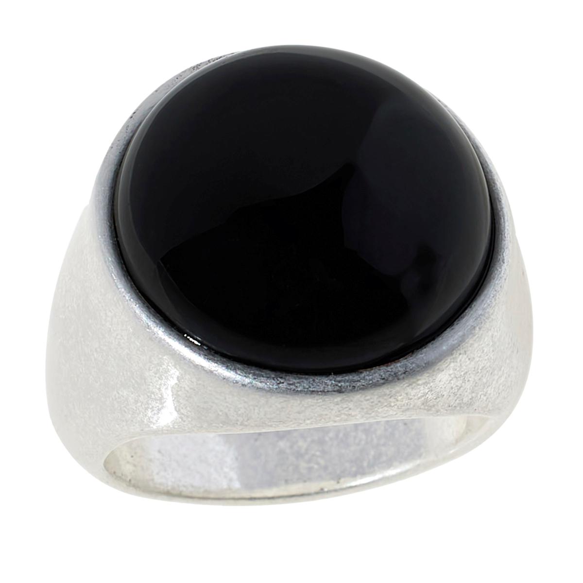Marla Wynne Silvertone Cabochon Ring, Size 5