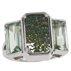 Colleen Lopez Sterling Silver Diamond & Prasiolite Shaker Ring, Size 10