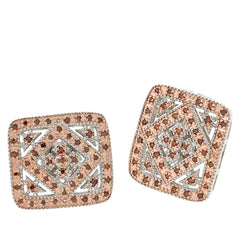 Colleen Lopez Sterling Silver Champagne Diamond Milgrain Stud Earrings, 1/2"